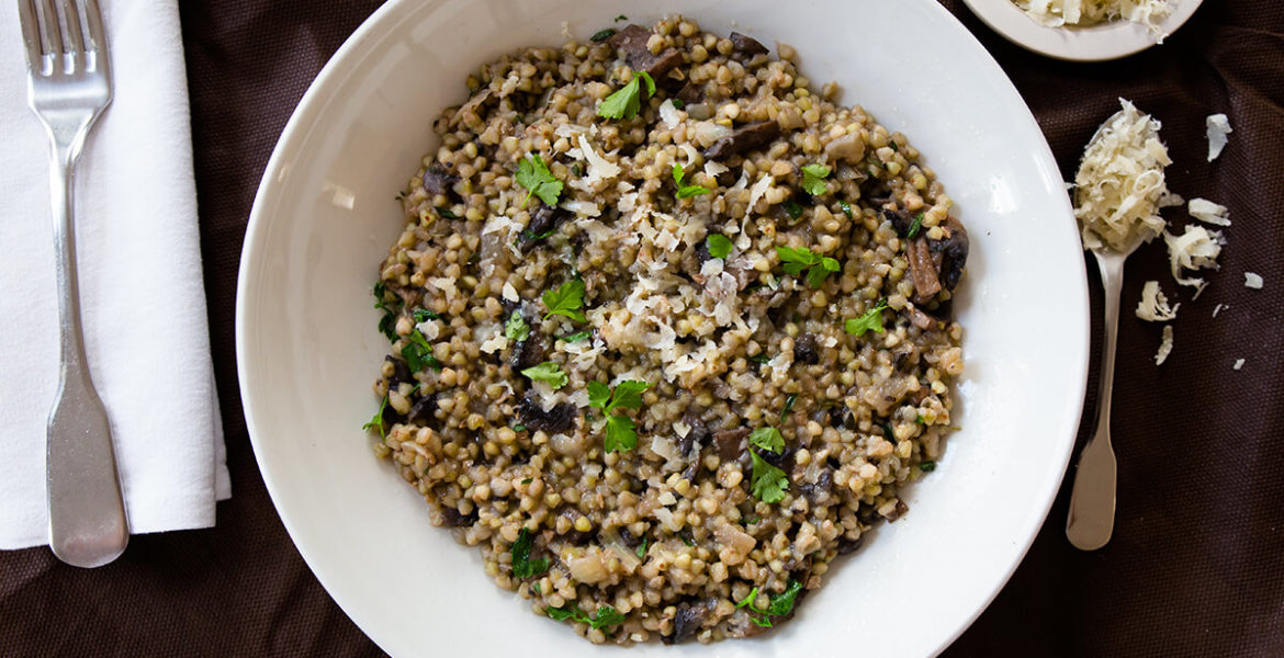 grano saraceno con funghi