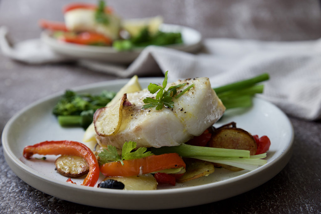 pesce al forno con verdure