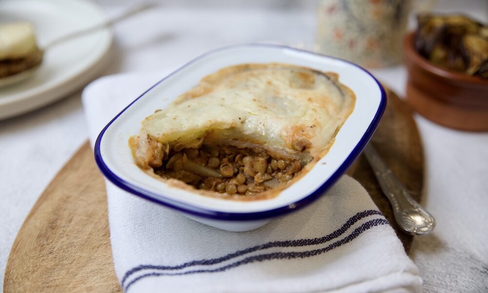 moussakà vegetariana con lenticchie